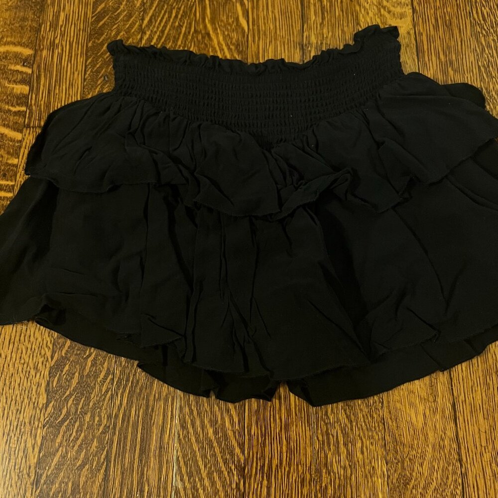 katie j black ruffle mini skirt